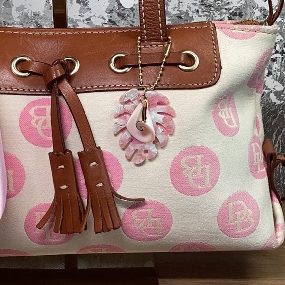 Dooney & Bourke Y2K Pink and Cream Canvas with Brown Leather Trim - Picture 3 of 16
